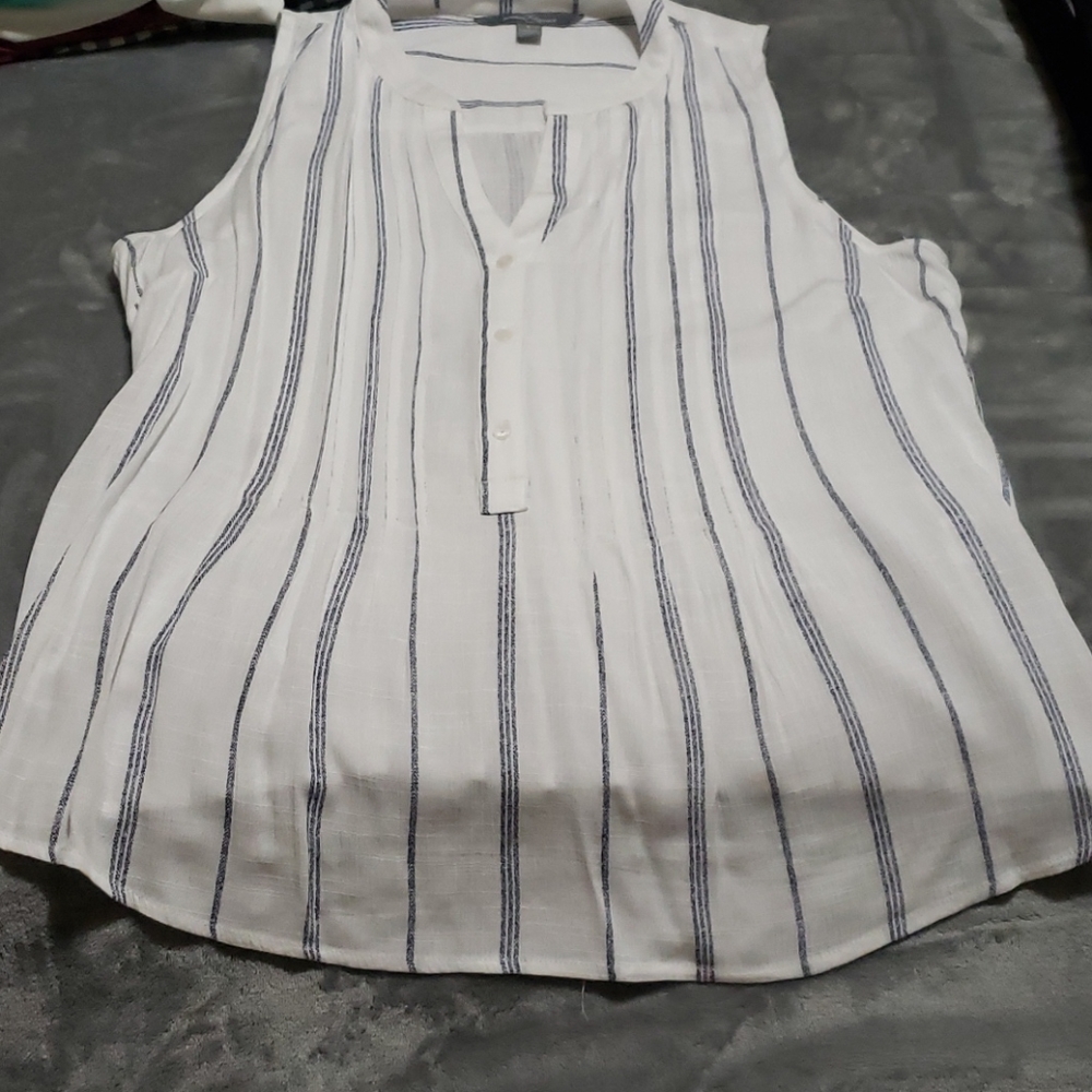 Blue and white striped top